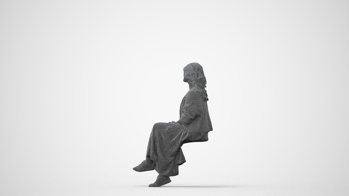 3D people model woman casual sitting, scanned human for 3ds Max rendering, square thumbnail