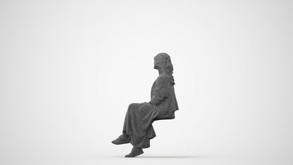 3D people model woman casual sitting, scanned human for 3ds Max rendering, square thumbnail