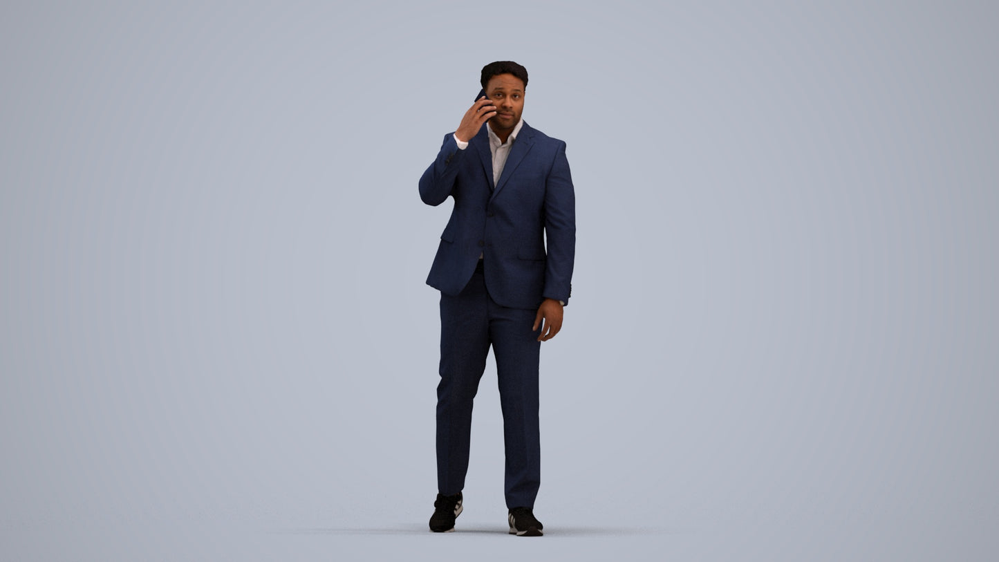 realistic 3D man business standing, scanned archviz people for Blender and 3ds Max, standing pose render
