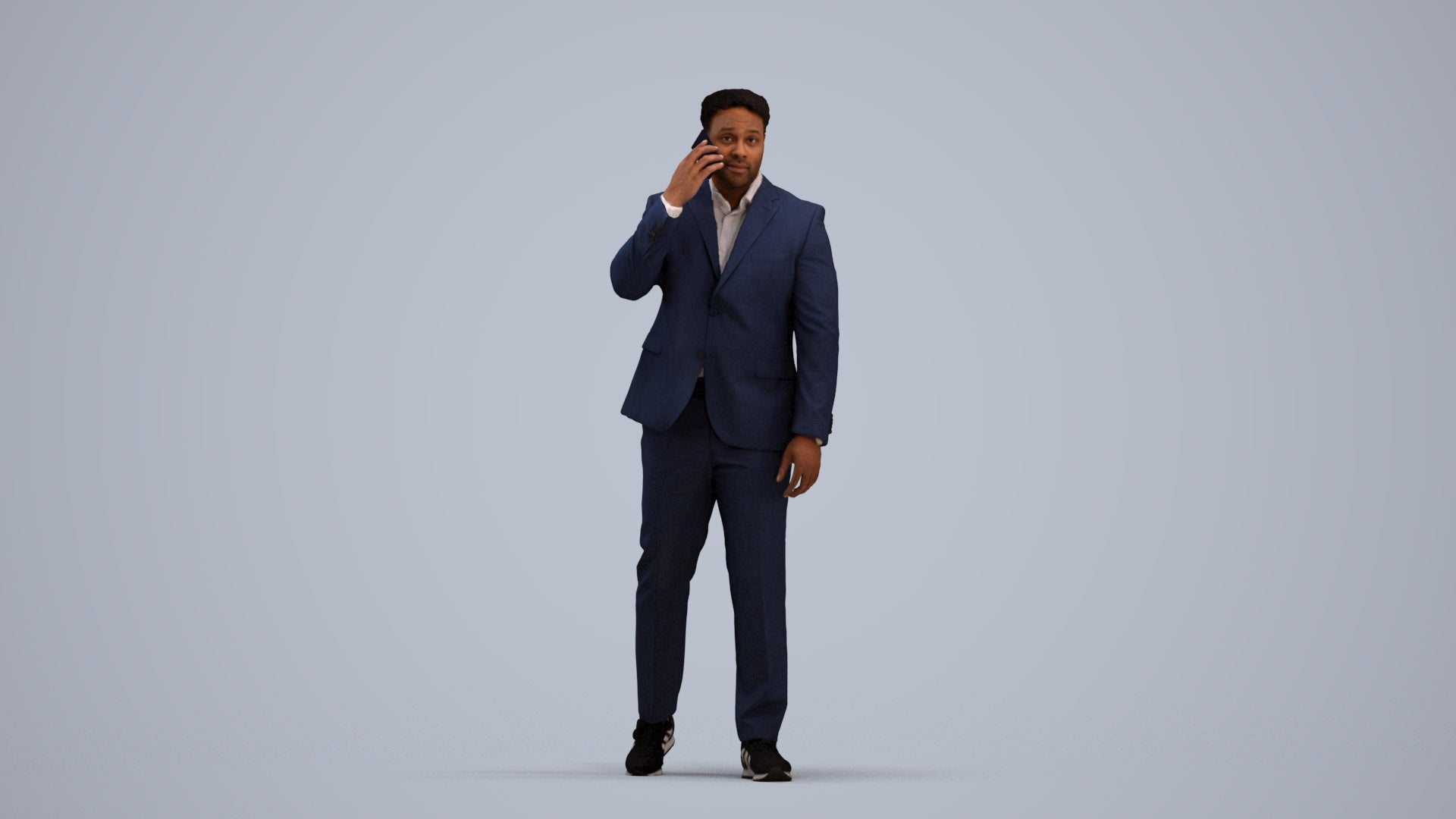 realistic 3D man business standing, scanned archviz people for Blender and 3ds Max, standing pose render