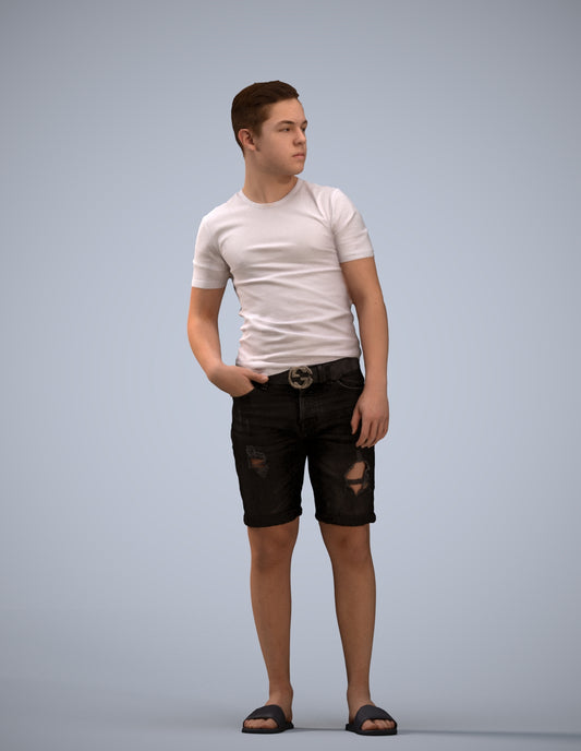 realistic 3D boy casual kids, scanned archviz people for Blender and 3ds Max
