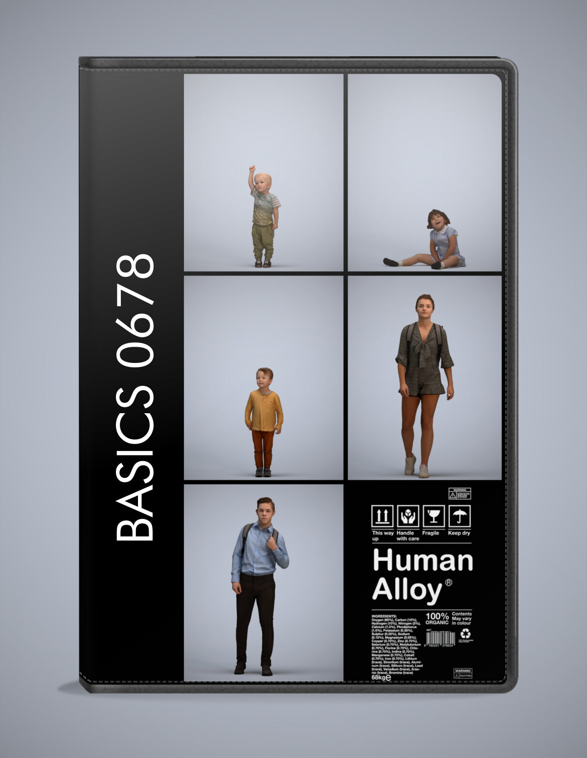 realistic 3D people kids set, 5 render-ready models for V-Ray and Corona