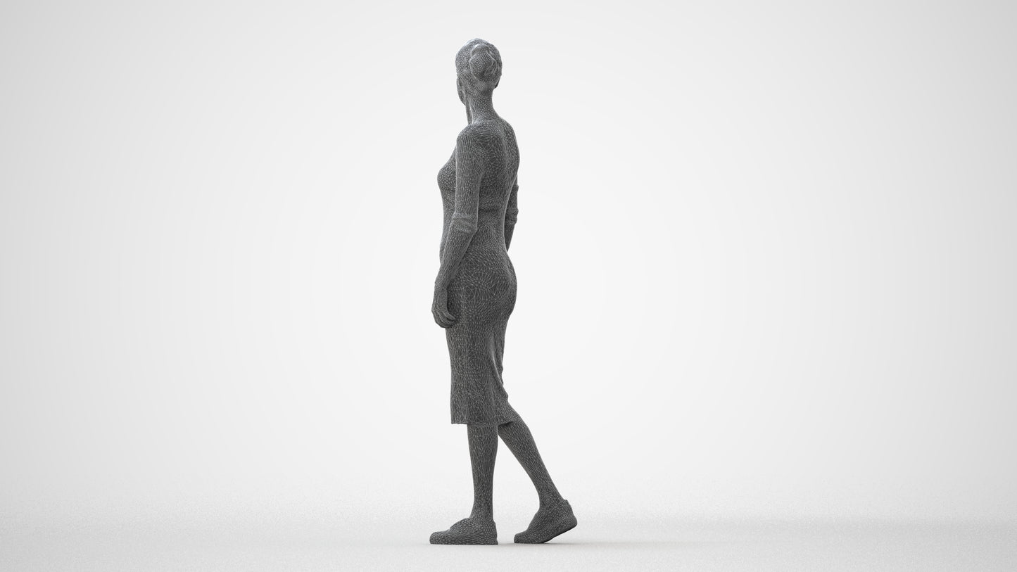 3D scanned woman walking casual, photorealistic archviz people for Enscape and SketchUp, square thumbnail