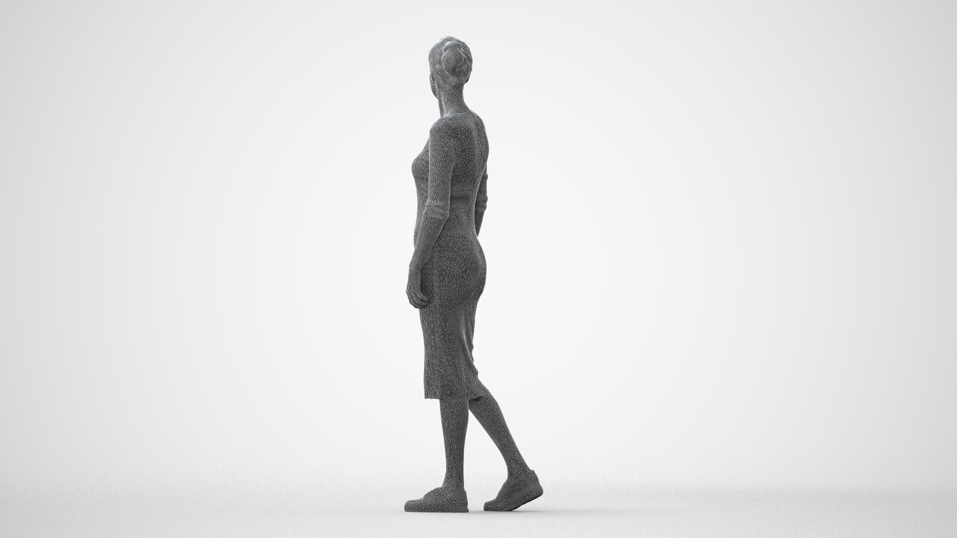 3D scanned woman walking casual, photorealistic archviz people for Enscape and SketchUp, square thumbnail