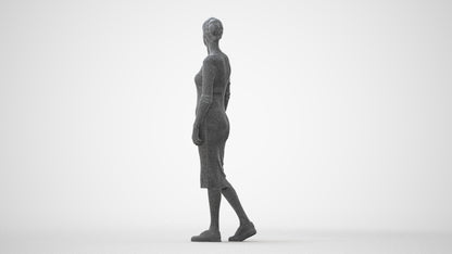 3D scanned woman walking casual, photorealistic archviz people for Enscape and SketchUp, square thumbnail
