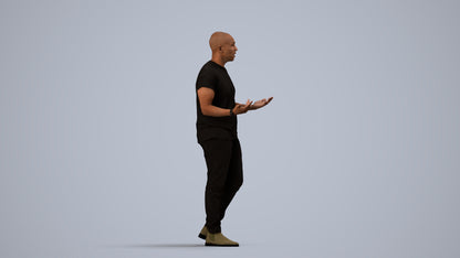 photogrammetry 3D man casual standing, realistic human model archviz FBX, side view render