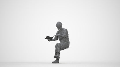 realistic 3D senior woman medical, scanned archviz people for Blender and 3ds Max, wireframe back view