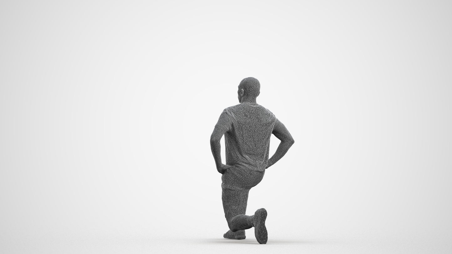 realistic 3D human man sport, archviz people FBX OBJ for Blender, wireframe front view
