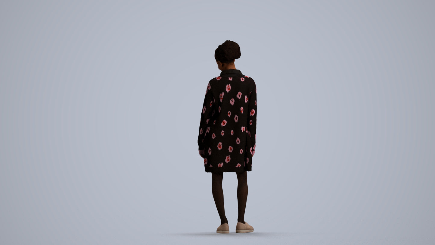 realistic 3D people woman casual standing, render-ready for V-Ray and Corona, FBX OBJ, front view render
