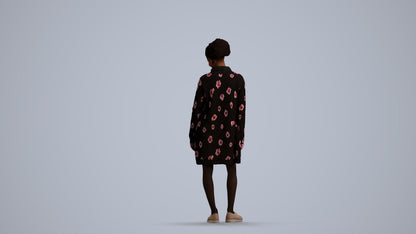 realistic 3D people woman casual standing, render-ready for V-Ray and Corona, FBX OBJ, front view render