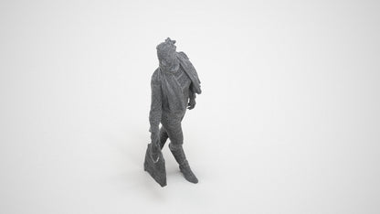 scanned 3D woman casual walking, photogrammetry people for Enscape and V-Ray, wireframe three-quarter view