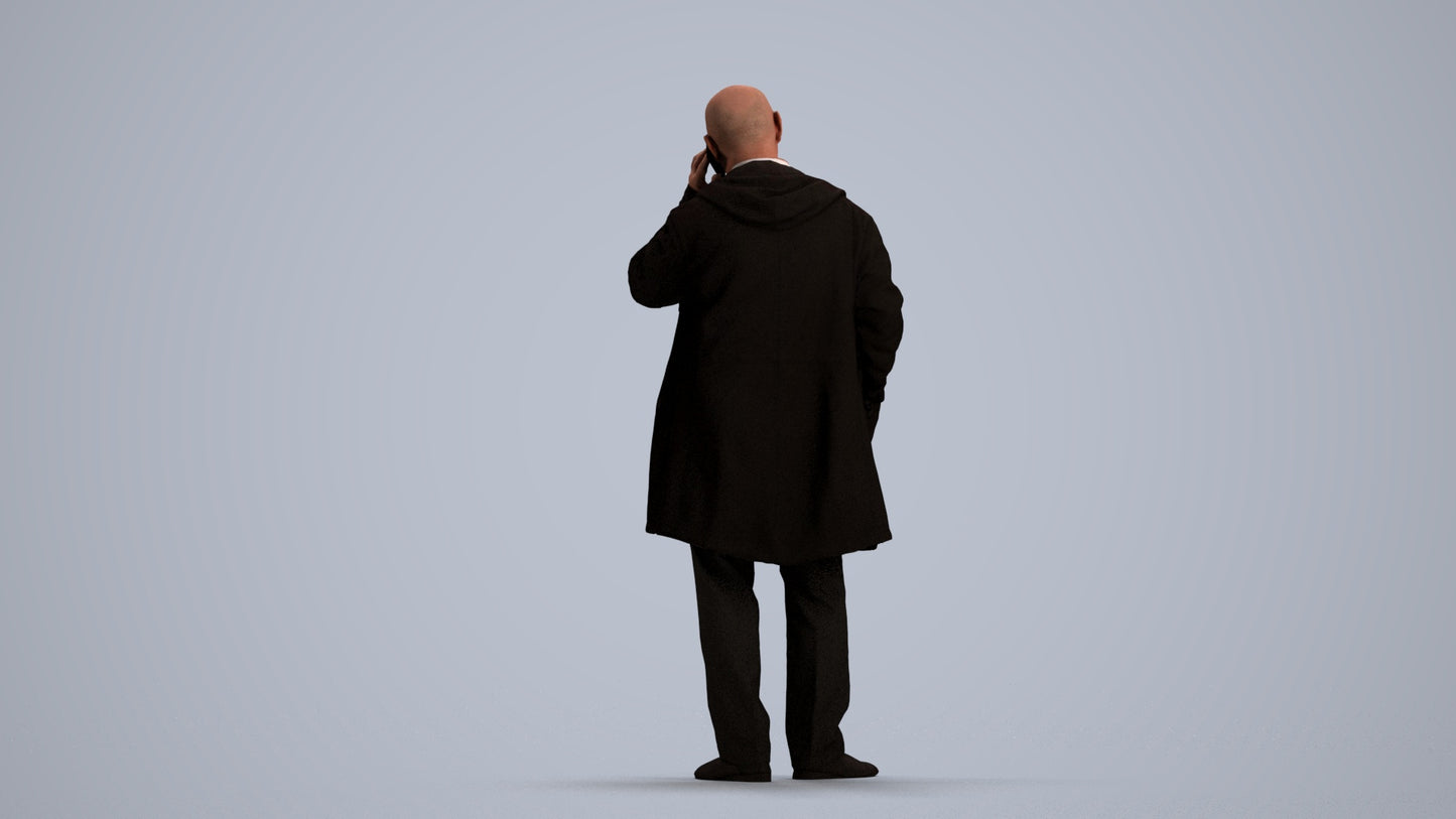 realistic 3D people senior man business standing, render-ready for V-Ray and Corona, FBX OBJ, front view render