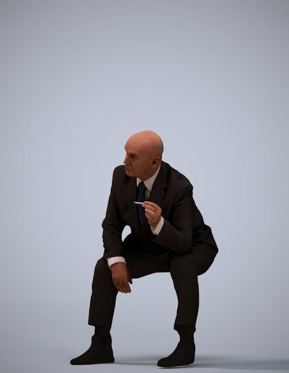 3D human model senior man business, photogrammetry scanned person for archviz