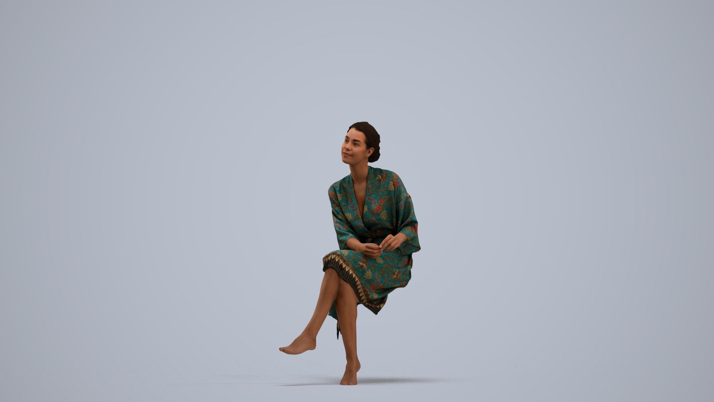 3D scanned woman bathroom, photorealistic archviz people for Enscape and SketchUp, standing pose render