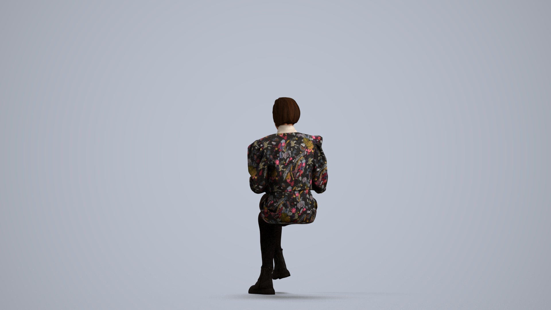 3D people model woman casual sitting, scanned human for 3ds Max rendering, front view render