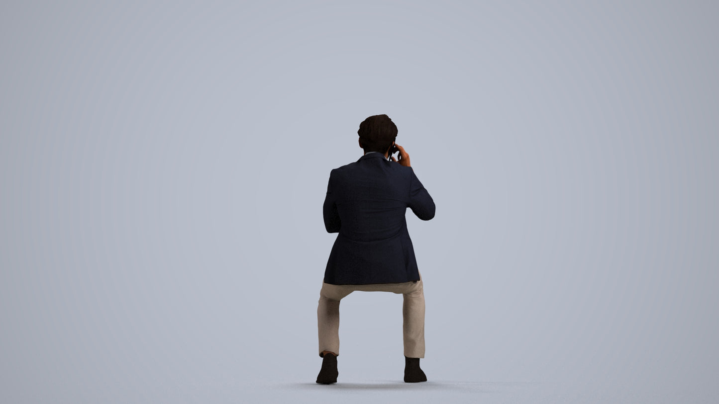 realistic 3D human man business, archviz people FBX OBJ for Blender, front view render