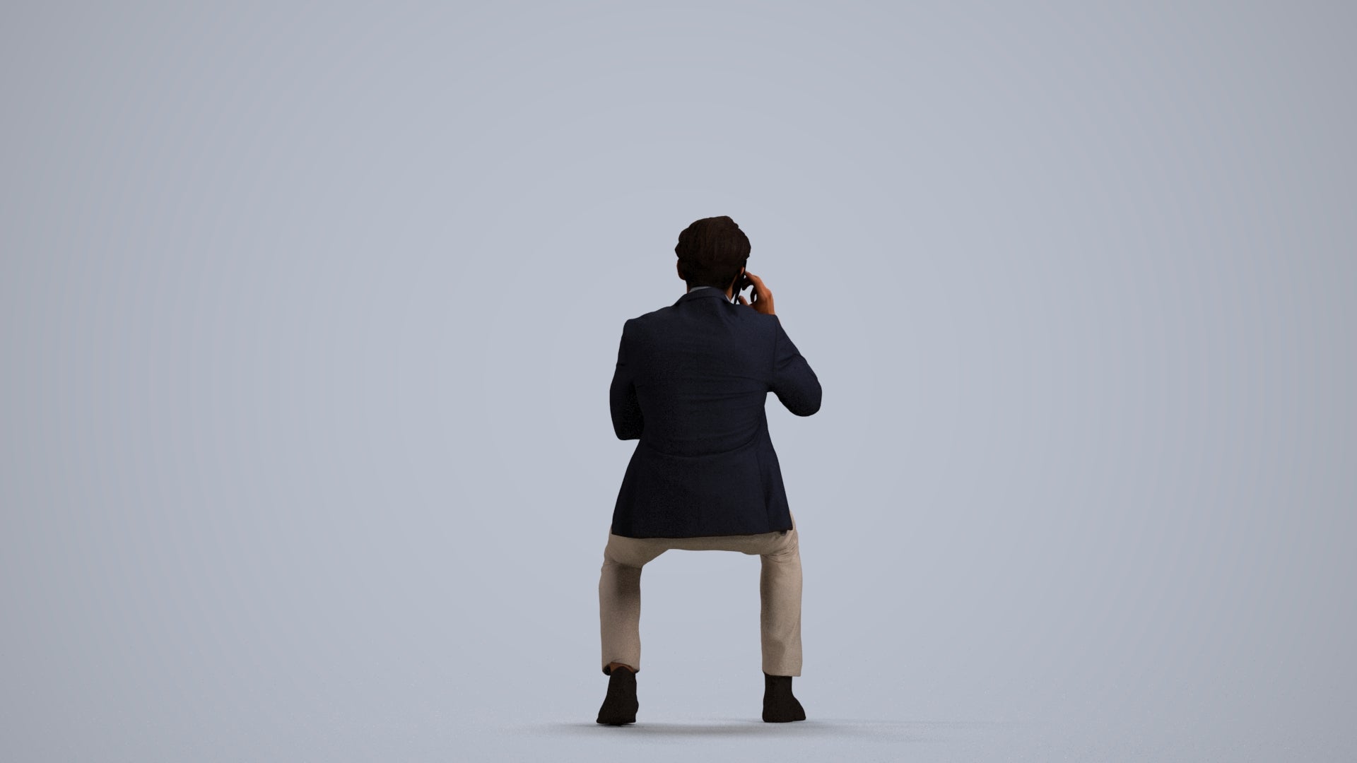 realistic 3D human man business, archviz people FBX OBJ for Blender, front view render