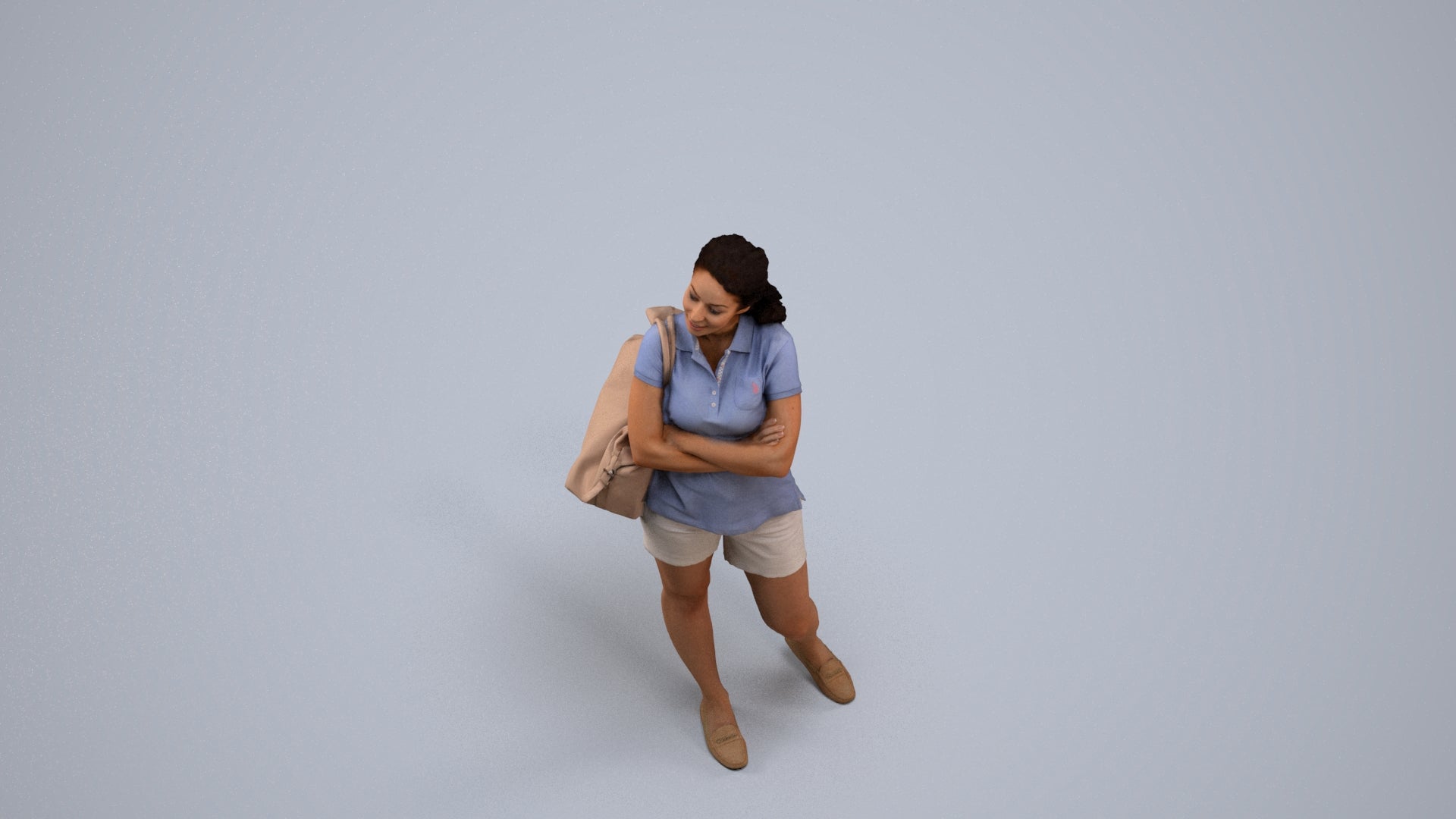 scanned 3D woman casual standing, photogrammetry people for Enscape and V-Ray, back view render
