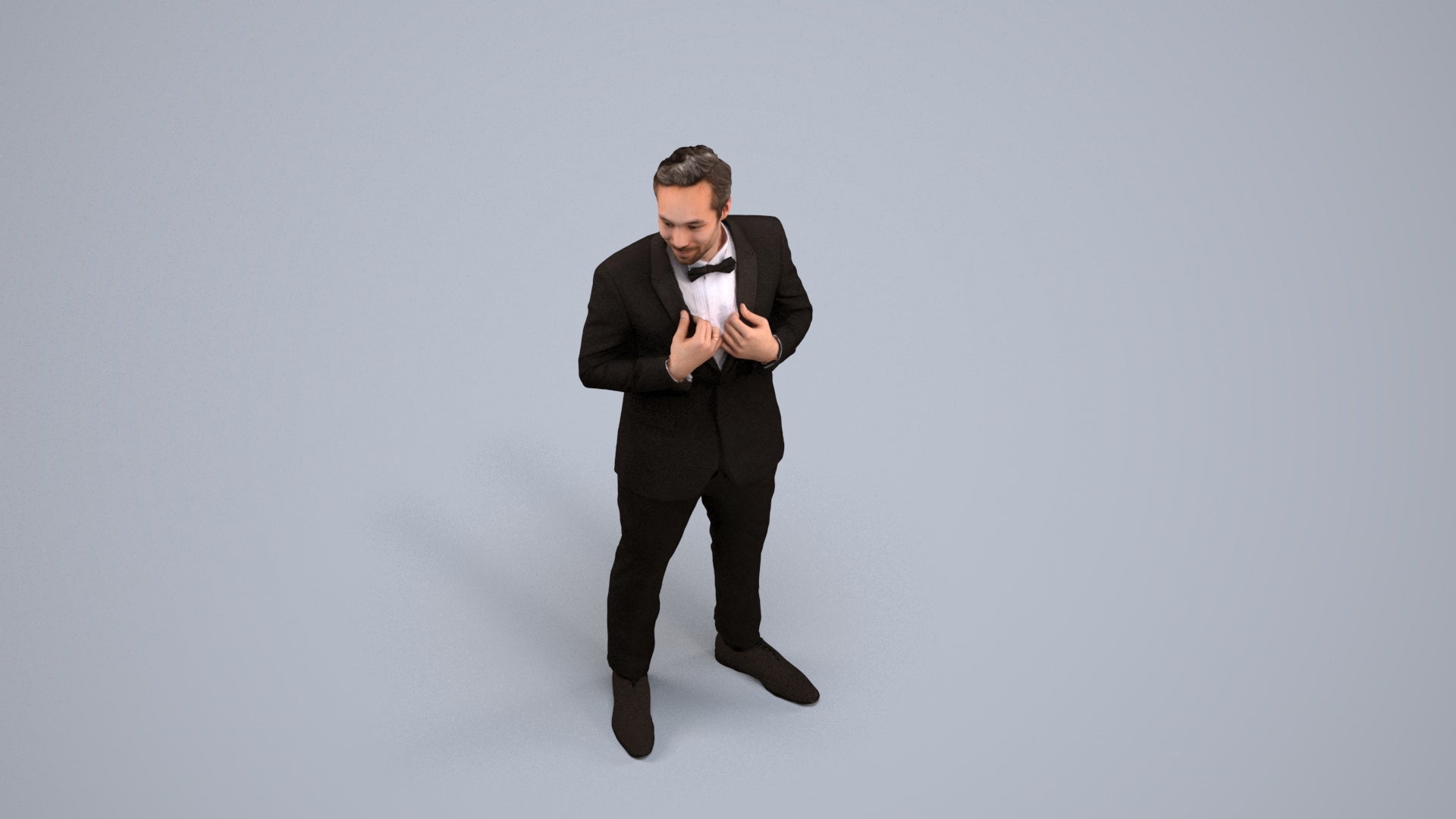3D human model man formal formalaffairs, photogrammetry scanned person for archviz, back view render