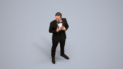 3D human model man formal formalaffairs, photogrammetry scanned person for archviz, back view render