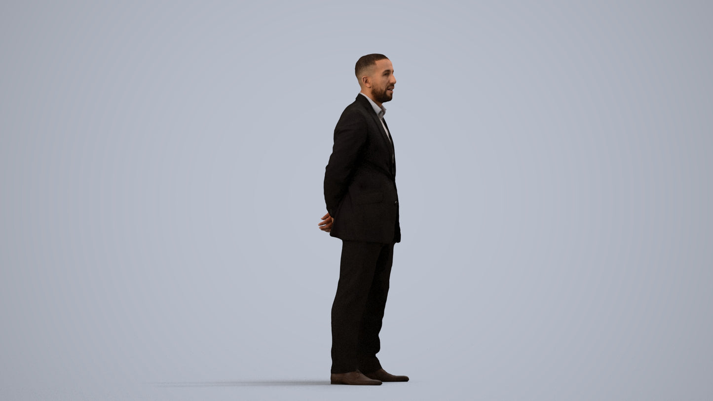 3D scanned man business, photorealistic archviz people for Enscape and SketchUp, side view render