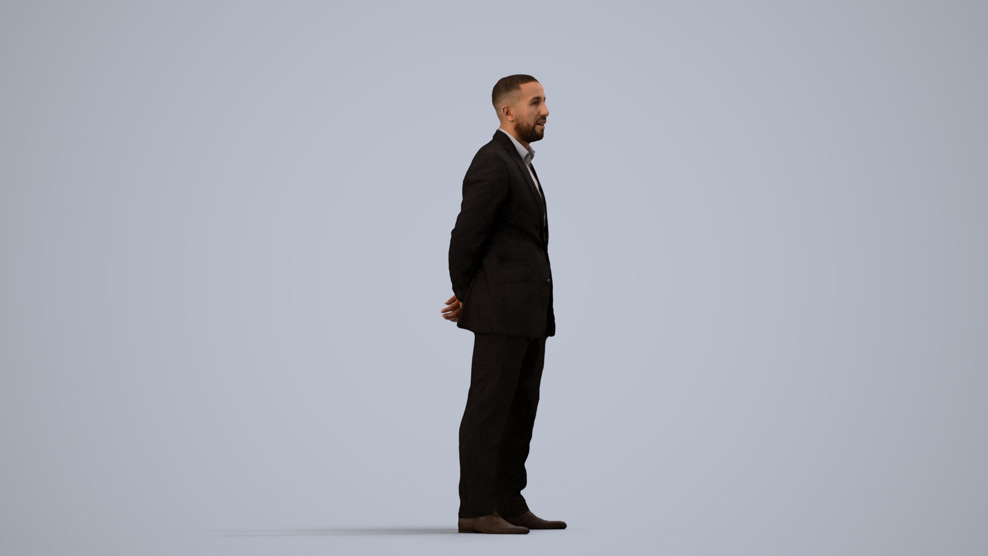 3D scanned man business, photorealistic archviz people for Enscape and SketchUp, side view render