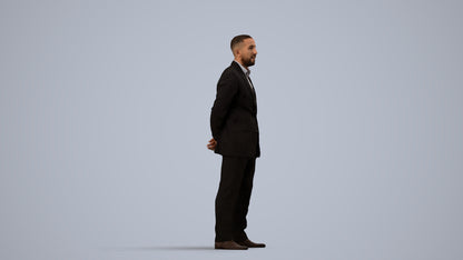 3D scanned man business, photorealistic archviz people for Enscape and SketchUp, side view render