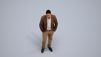 realistic 3D man business standing, scanned archviz people for Blender and 3ds Max, back view render
