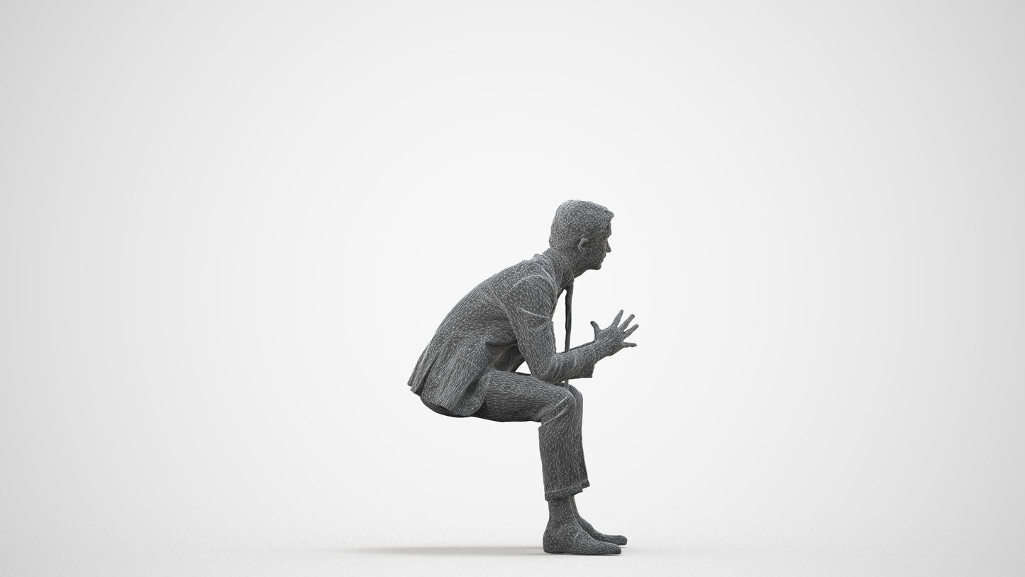 realistic 3D people man business, render-ready for V-Ray and Corona, FBX OBJ, wireframe side view