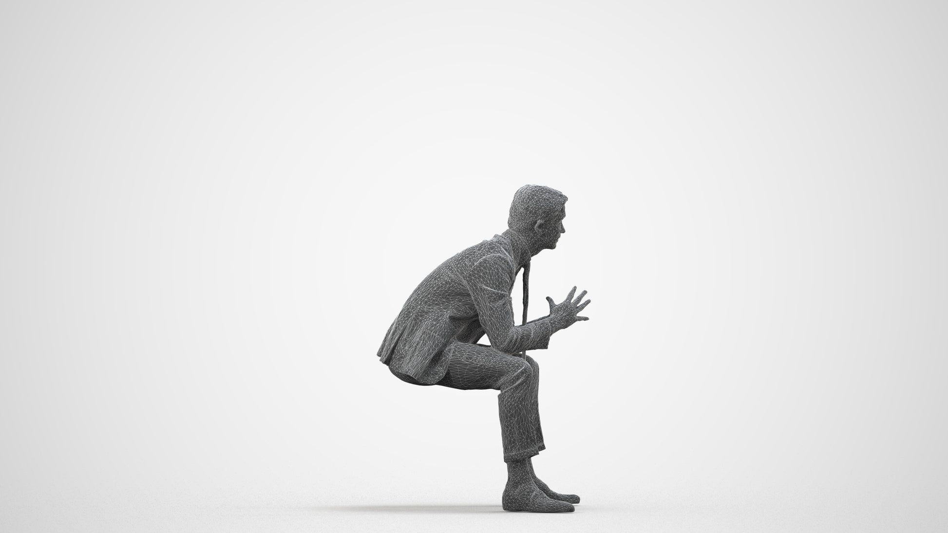 realistic 3D people man business, render-ready for V-Ray and Corona, FBX OBJ, wireframe side view