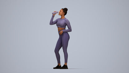 realistic 3D woman sport, scanned archviz people for Blender and 3ds Max, top-down view render