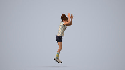 realistic 3D human girl casual kids, archviz people FBX OBJ for Blender, side view render