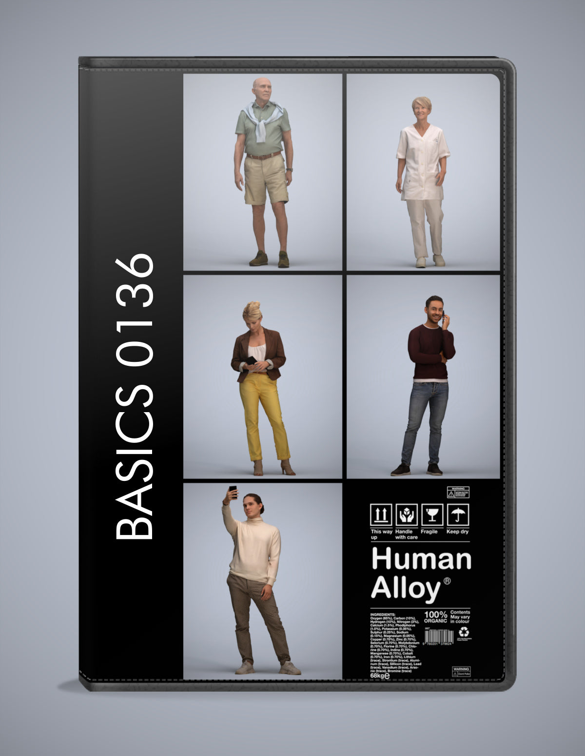 photogrammetry 3D people standing collection, 5 realistic human models archviz FBX