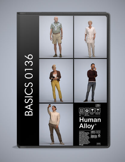 photogrammetry 3D people standing collection, 5 realistic human models archviz FBX