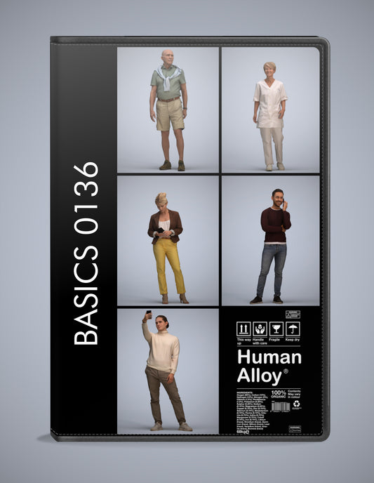 photogrammetry 3D people standing collection, 5 realistic human models archviz FBX