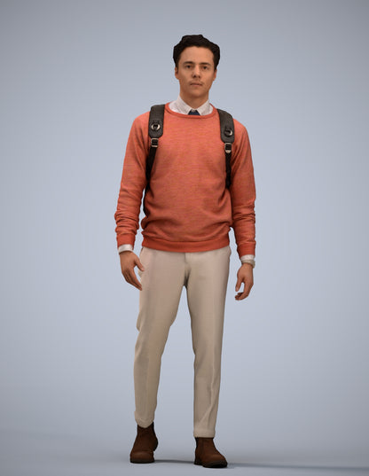 realistic 3D human man casual walking, archviz people FBX OBJ for Blender