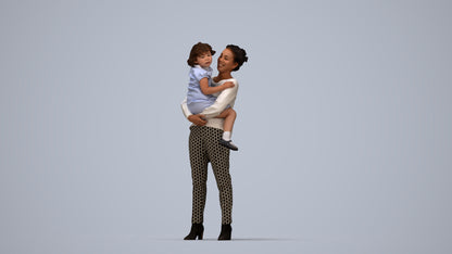 realistic 3D people girl casual kids, render-ready for V-Ray and Corona, FBX OBJ, top-down view render