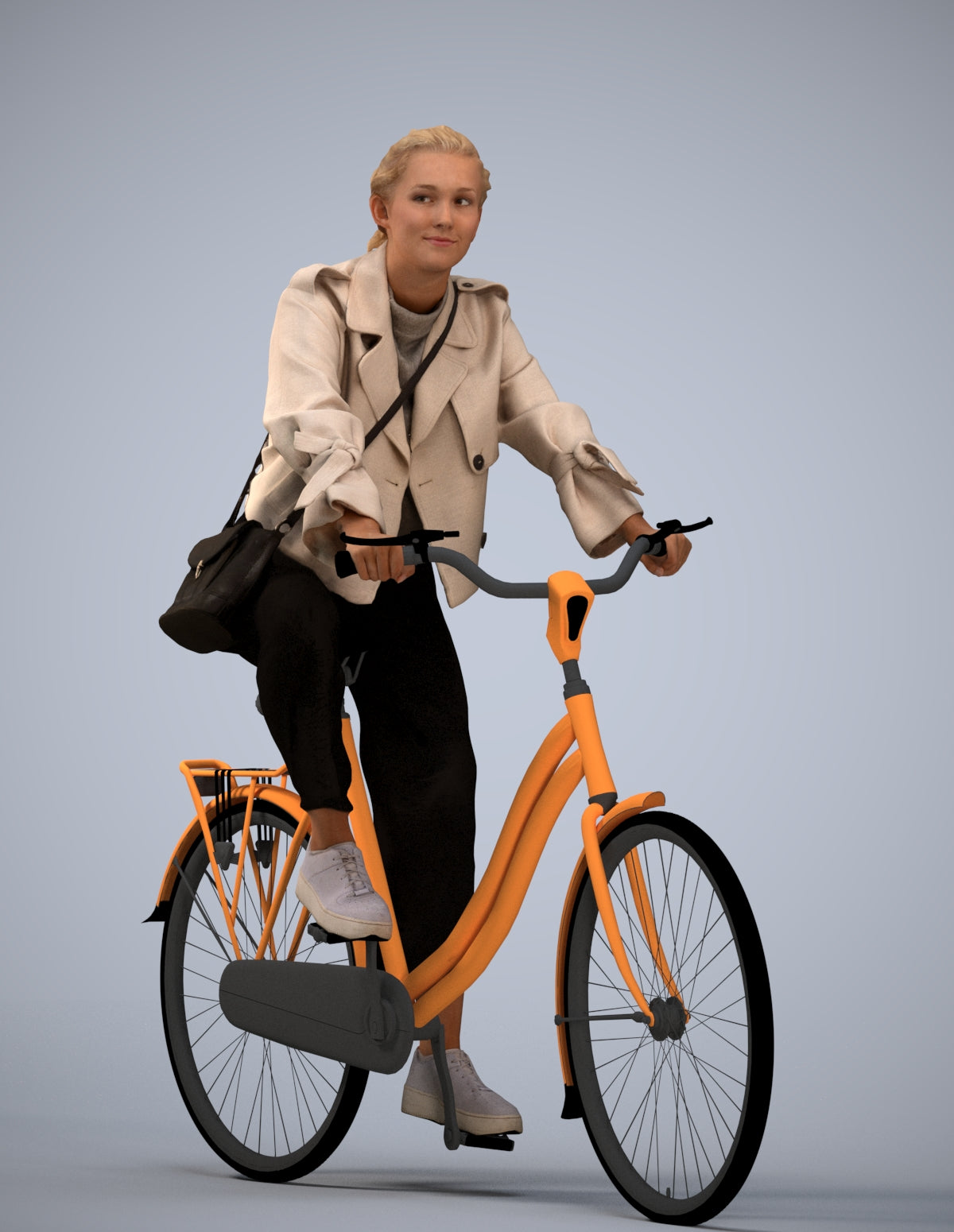 3D people model woman casual cycling, scanned human for 3ds Max rendering