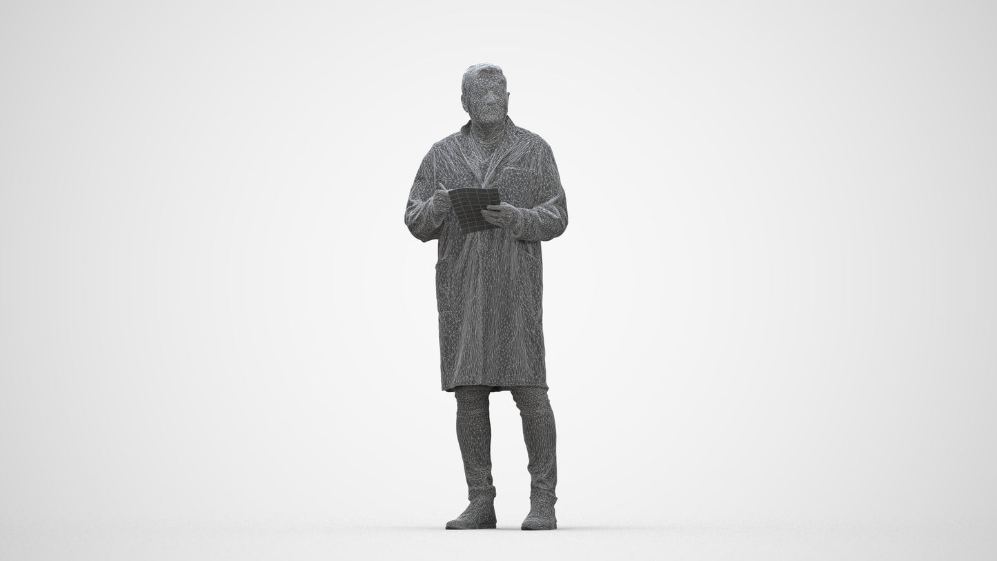 realistic 3D people man medical, render-ready for V-Ray and Corona, FBX OBJ, wireframe back view
