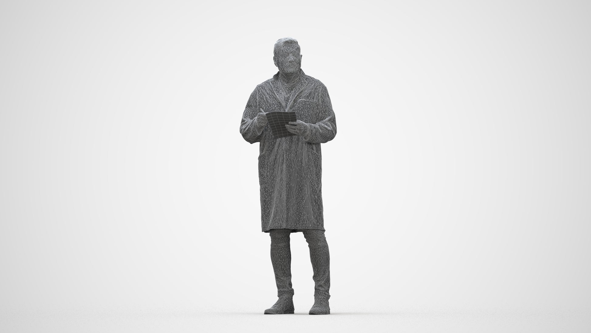 realistic 3D people man medical, render-ready for V-Ray and Corona, FBX OBJ, wireframe back view