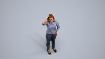 photogrammetry 3D woman casual standing, realistic human model archviz FBX, back view render