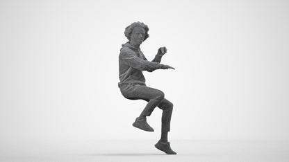 realistic 3D people man casual sitting, render-ready for V-Ray and Corona, FBX OBJ, wireframe side view