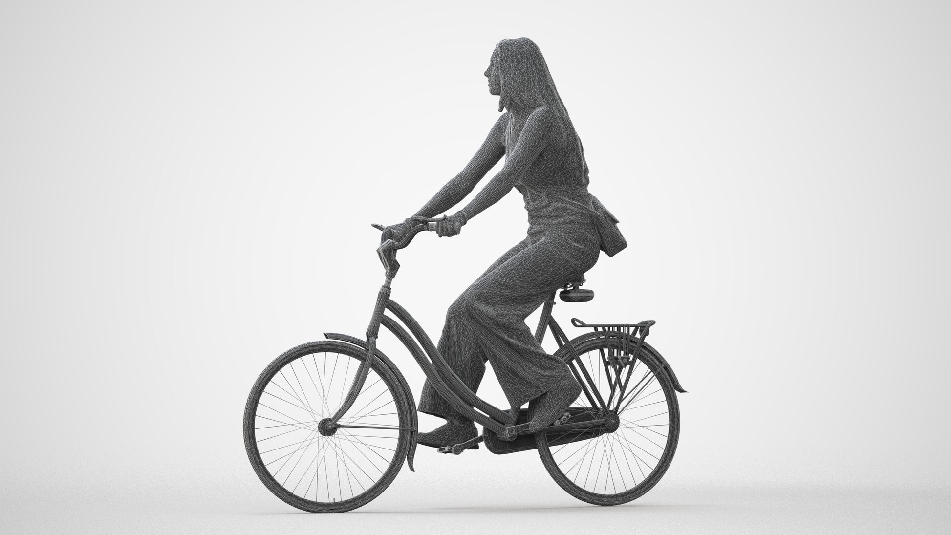 realistic 3D people woman casual cycling, render-ready for V-Ray and Corona, FBX OBJ, square thumbnail