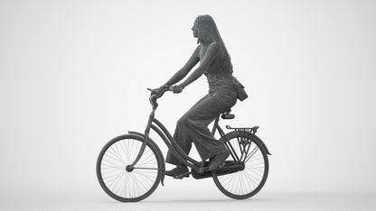 realistic 3D people woman casual cycling, render-ready for V-Ray and Corona, FBX OBJ, square thumbnail