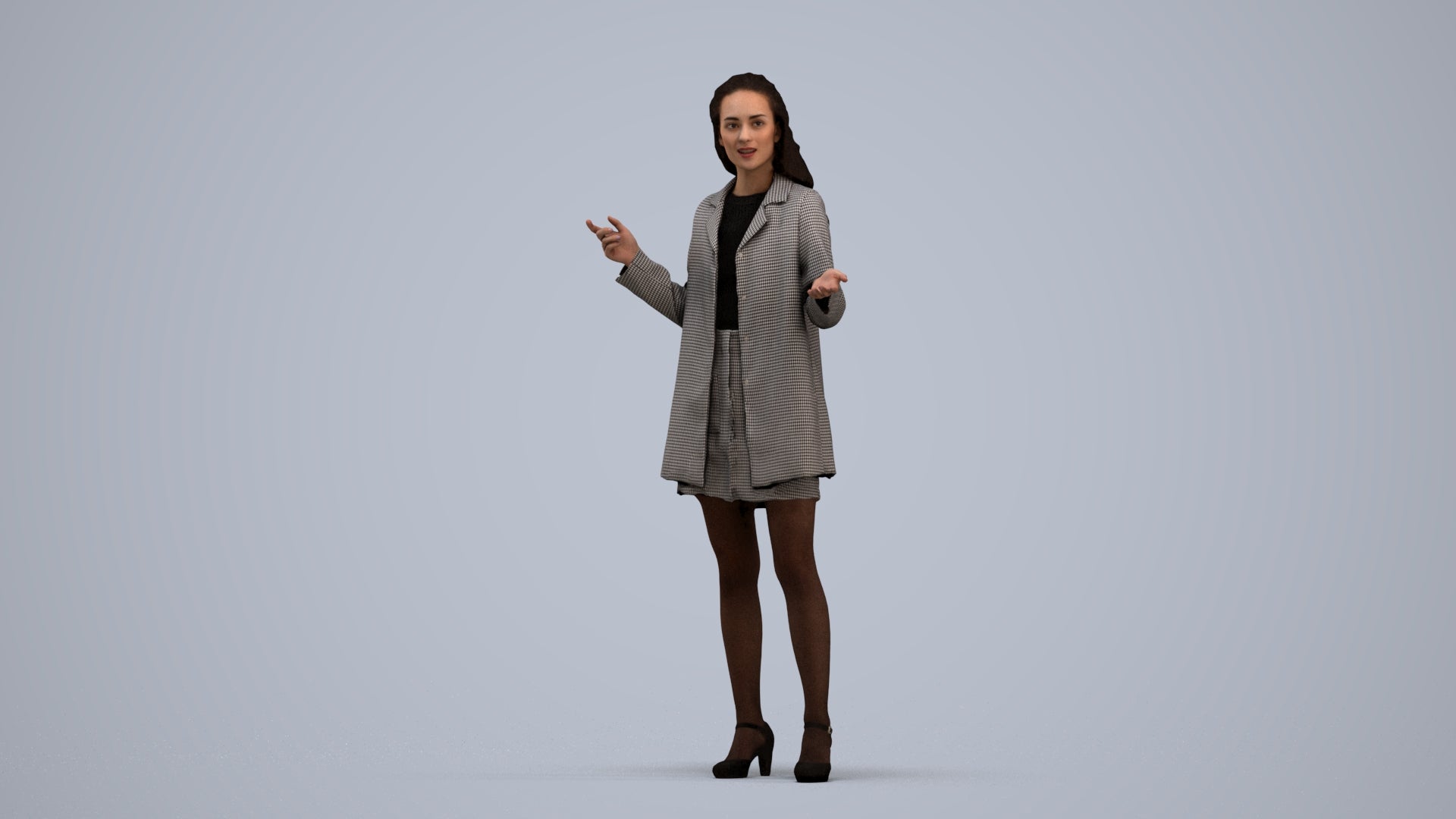 realistic 3D woman business, scanned archviz people for Blender and 3ds Max, standing pose render