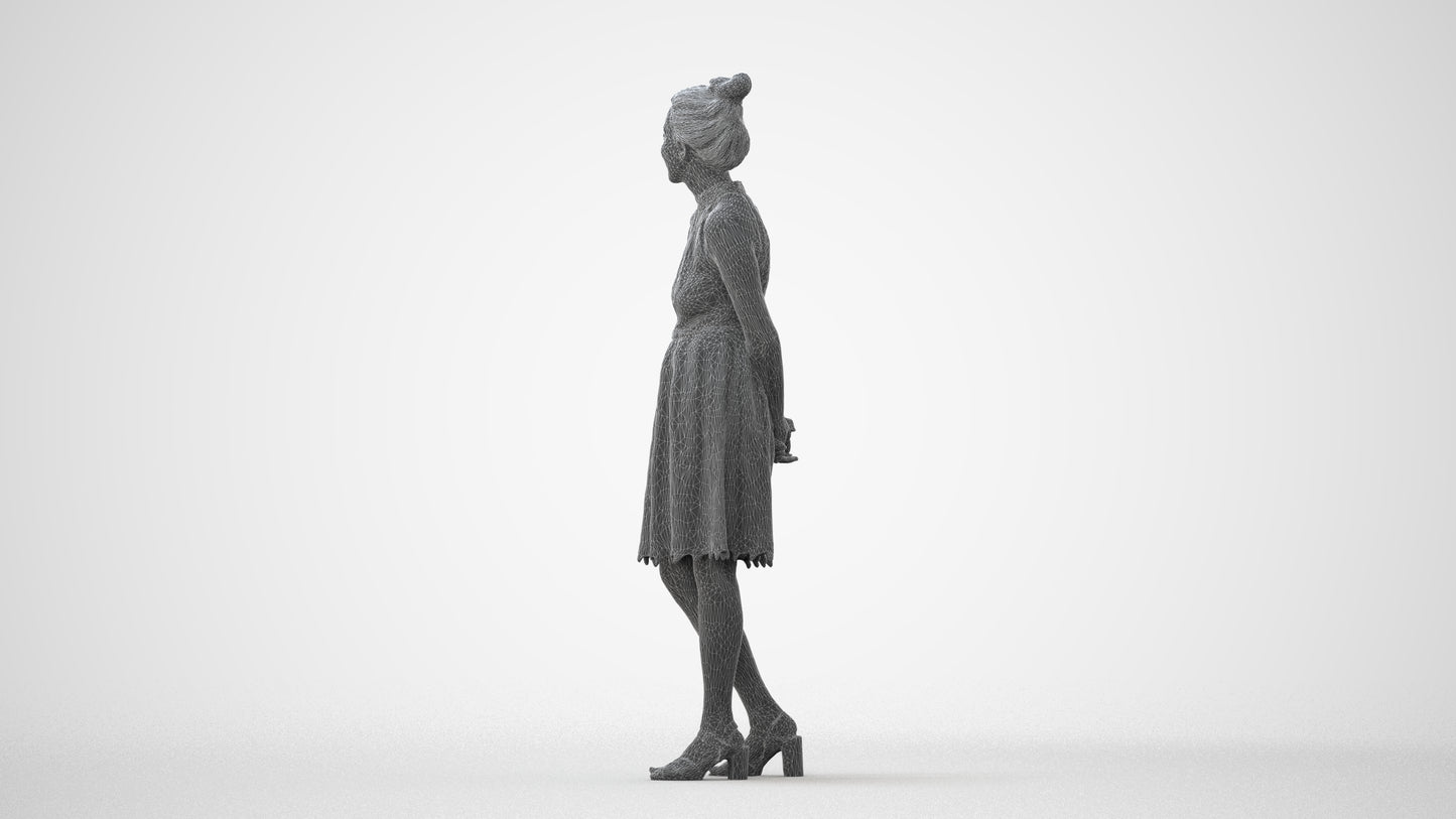realistic 3D people woman formal standing, render-ready for V-Ray and Corona, FBX OBJ, square thumbnail