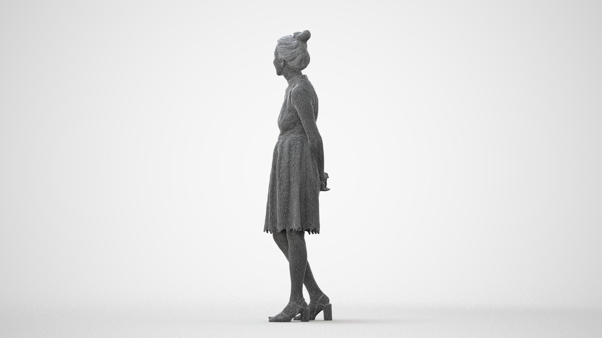 realistic 3D people woman formal standing, render-ready for V-Ray and Corona, FBX OBJ, square thumbnail