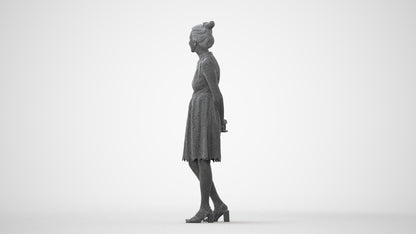 realistic 3D people woman formal standing, render-ready for V-Ray and Corona, FBX OBJ, square thumbnail