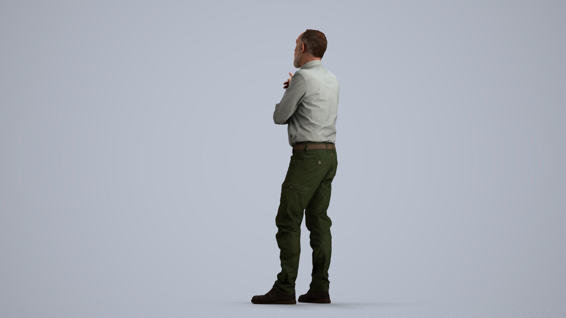 realistic 3D human senior man casual standing, archviz people FBX OBJ for Blender, front view render
