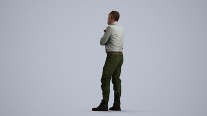 realistic 3D human senior man casual standing, archviz people FBX OBJ for Blender, front view render